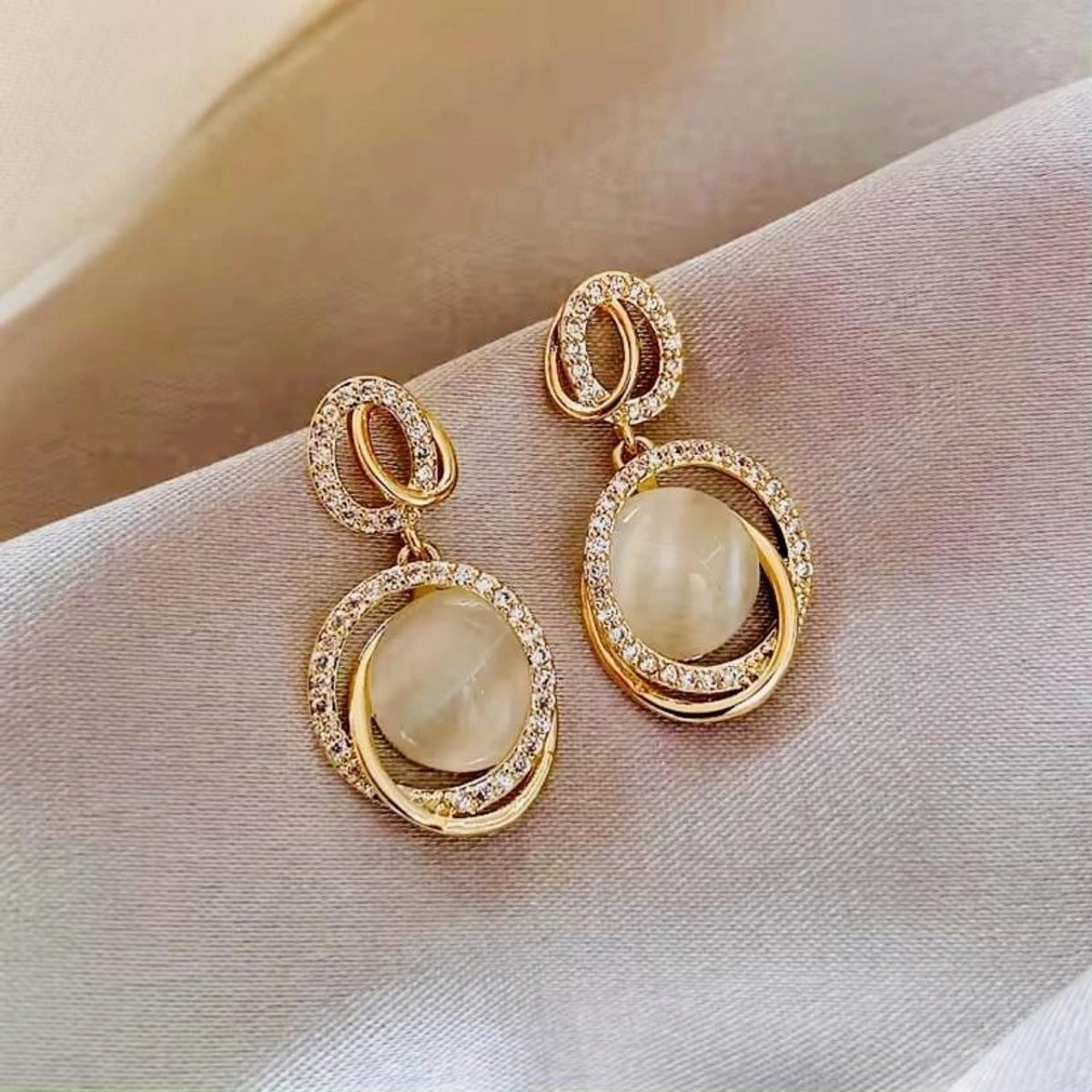 Luxury Crystal Oval Drop Earrings