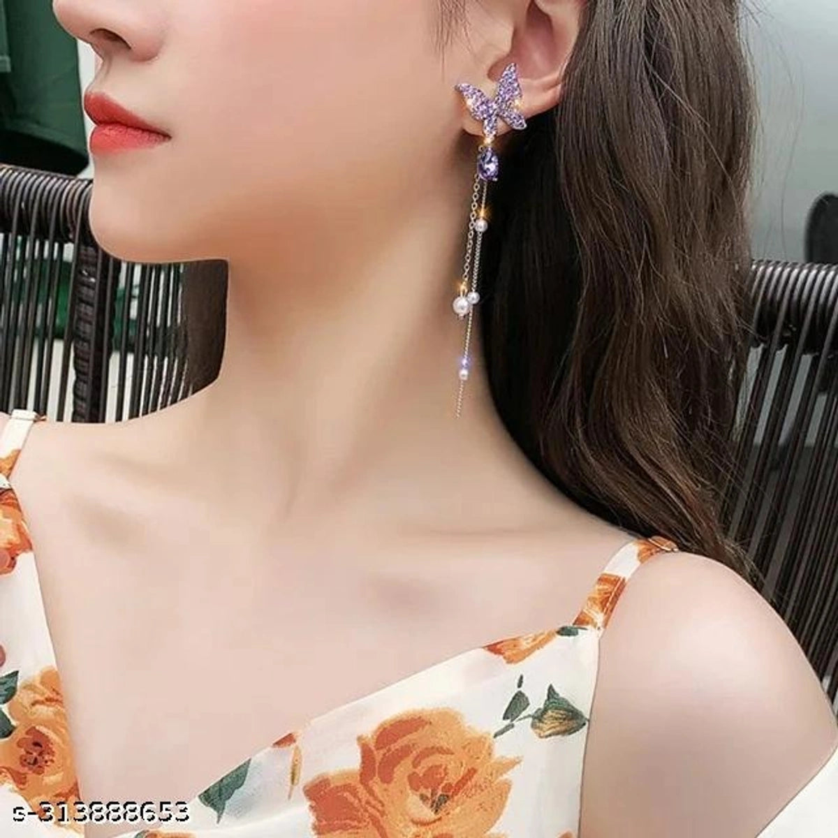 🦋 Purple Butterfly Long Tassel Earrings