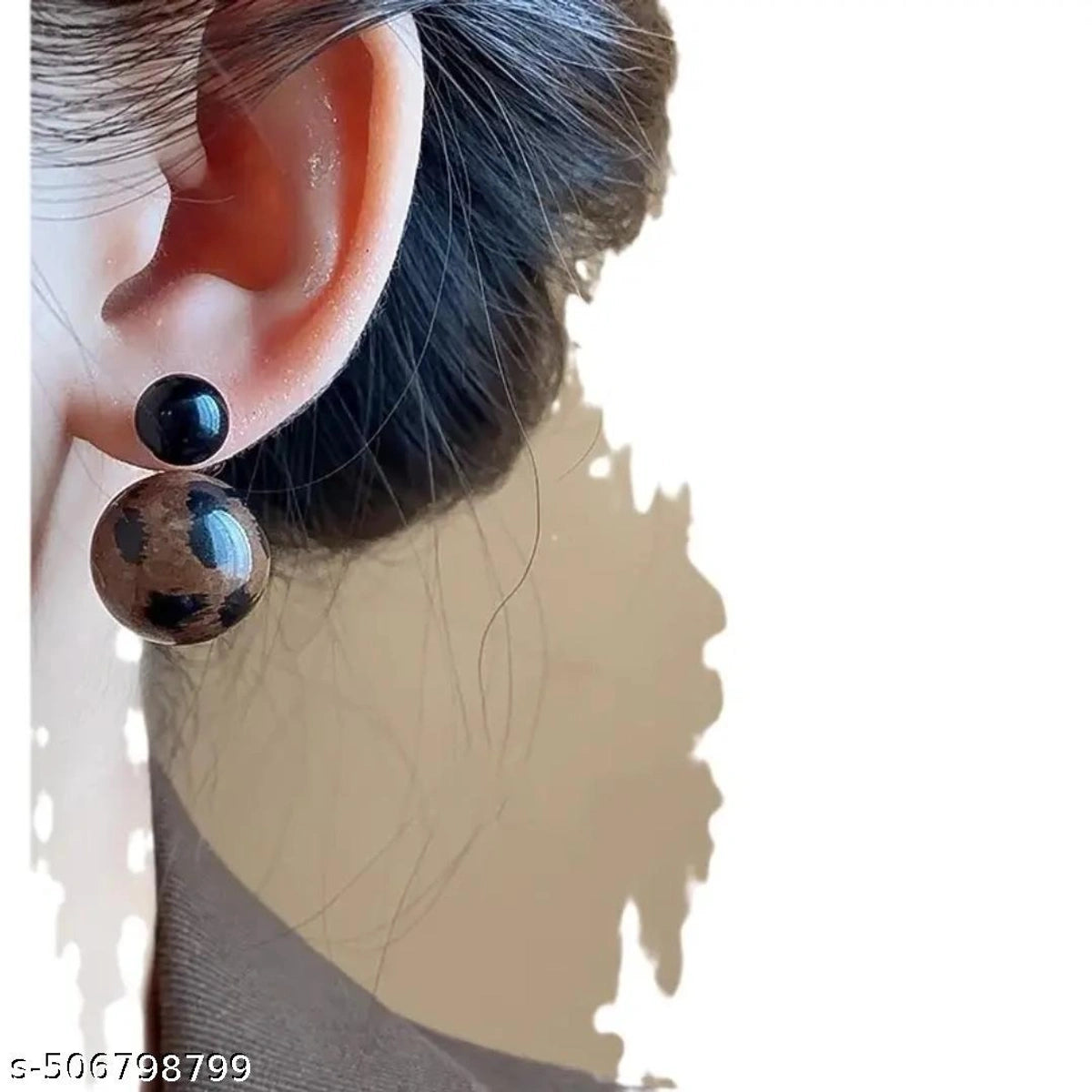 Chic Leopard Print Double-Bead Drop Earrings 🐆✨🤎