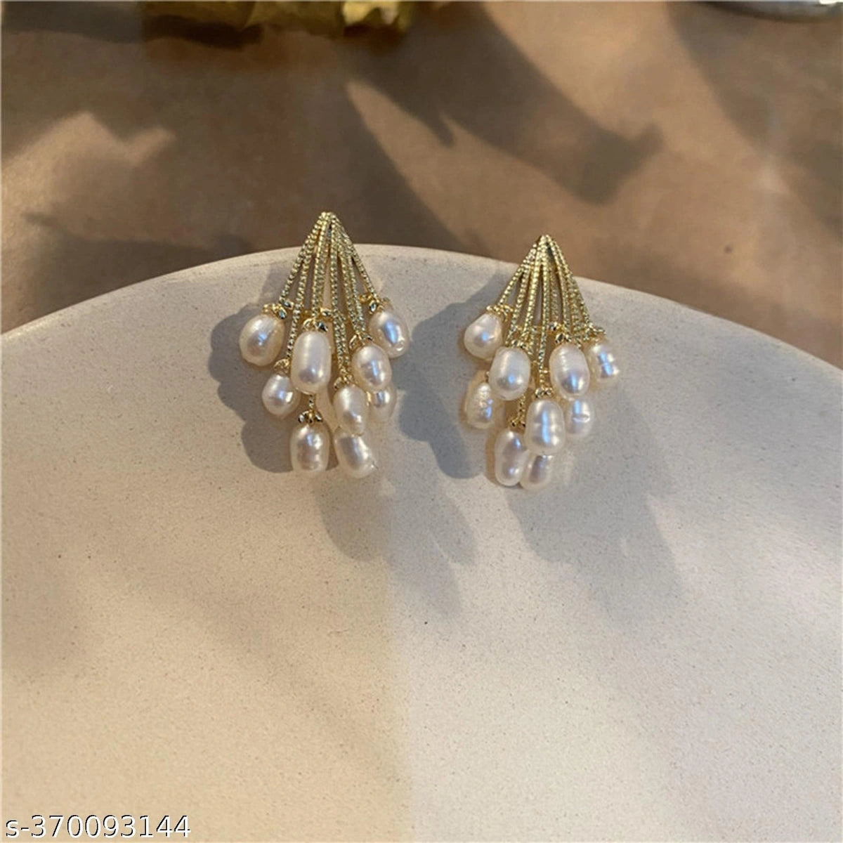 Elegant Freshwater Pearl Cluster Earrings