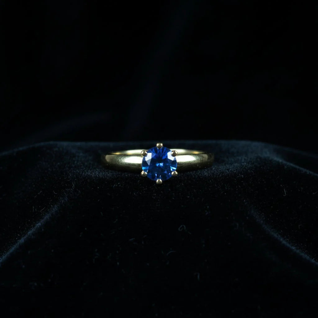 Lumiere Blue Solitaire Ring