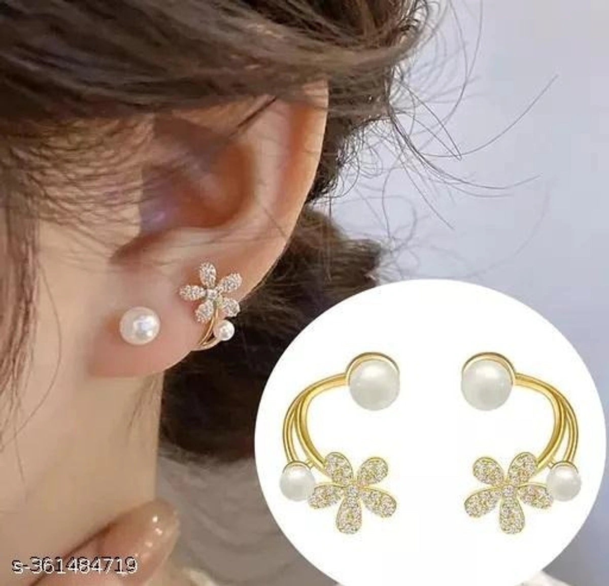 Elegant Pearl Blossom Ear Cuff Earrings 🌸🤍✨