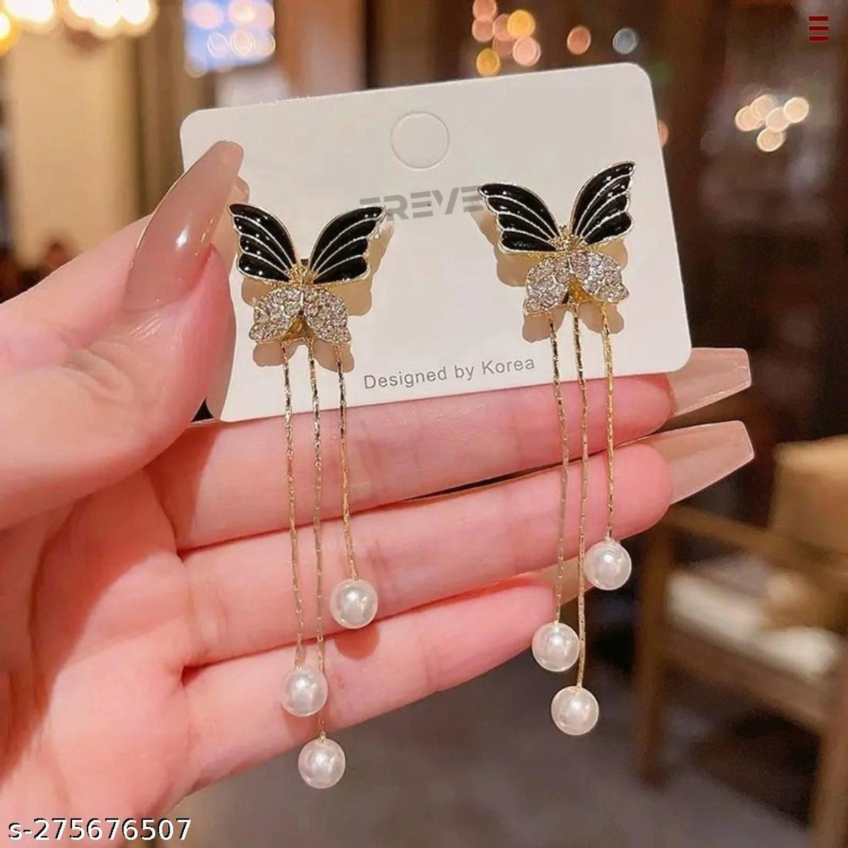Elegant Butterfly Pearl Tassel Earrings