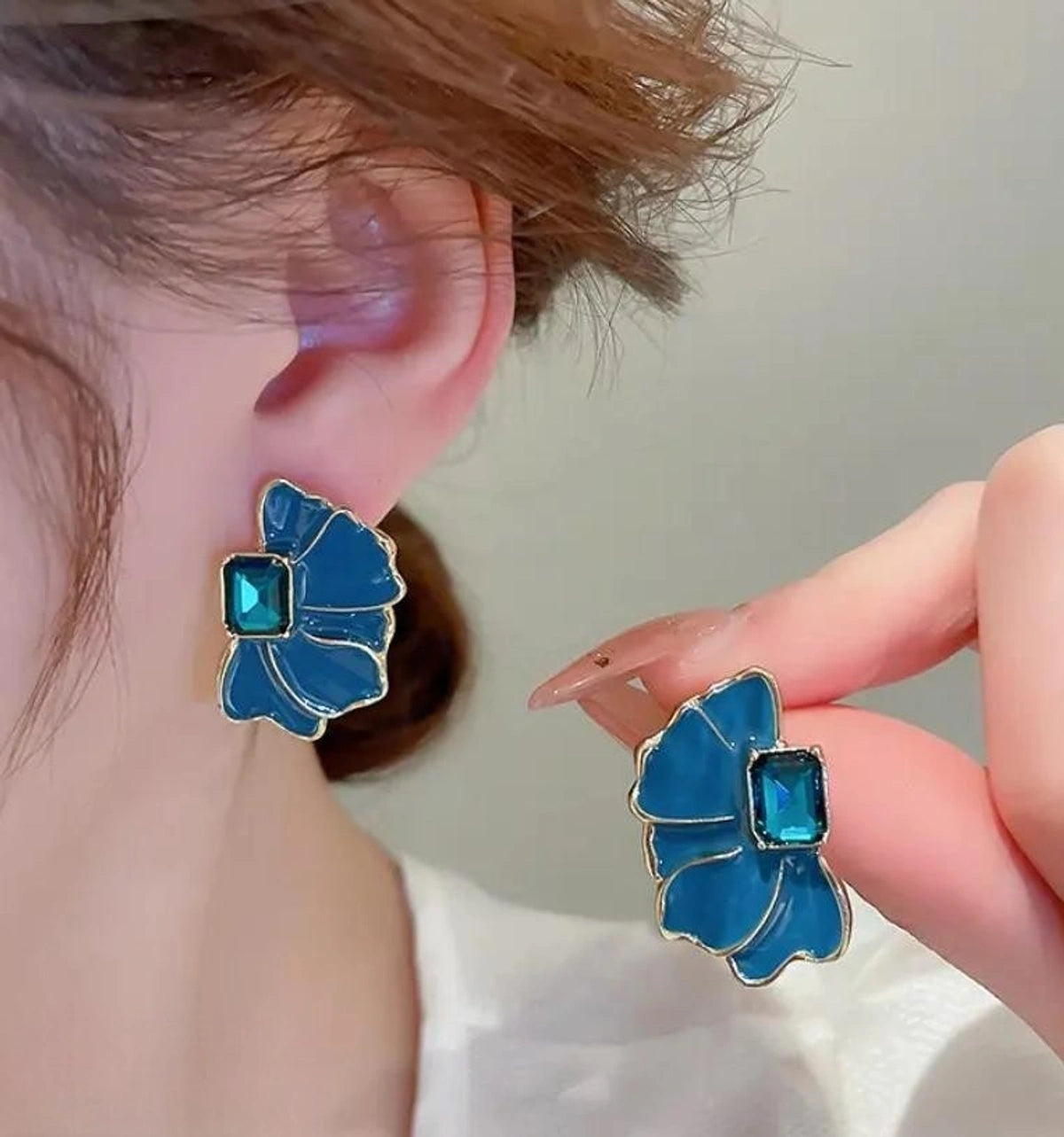Royal Sapphire Floral Statement Earrings 💙✨🌸