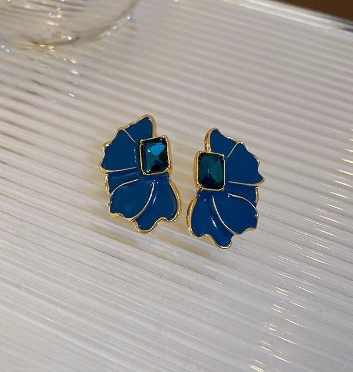 Royal Sapphire Floral Statement Earrings 💙✨🌸