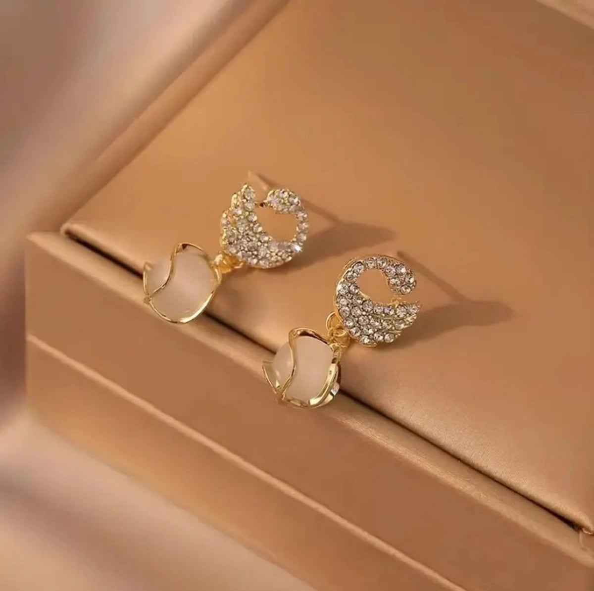 Elegant Crystal Swan Drop Earrings