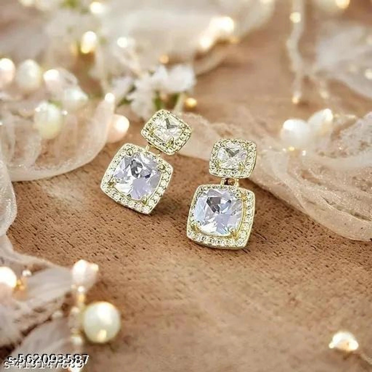 Luxury Crystal Double-Square Drop Earrings ✨💎🤍