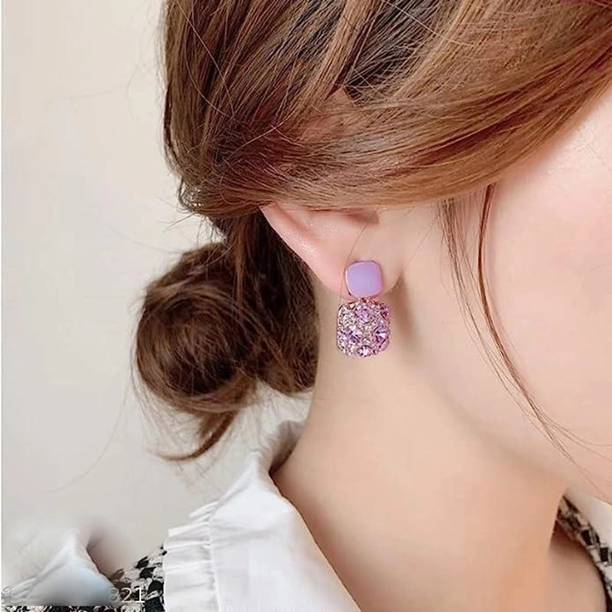 Elegant Lavender Crystal Statement Earrings