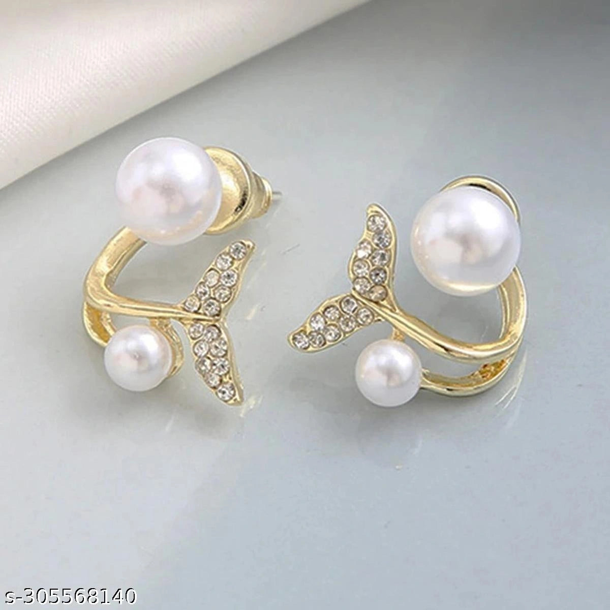 Elegant Crystal Pearl Stud Earrings