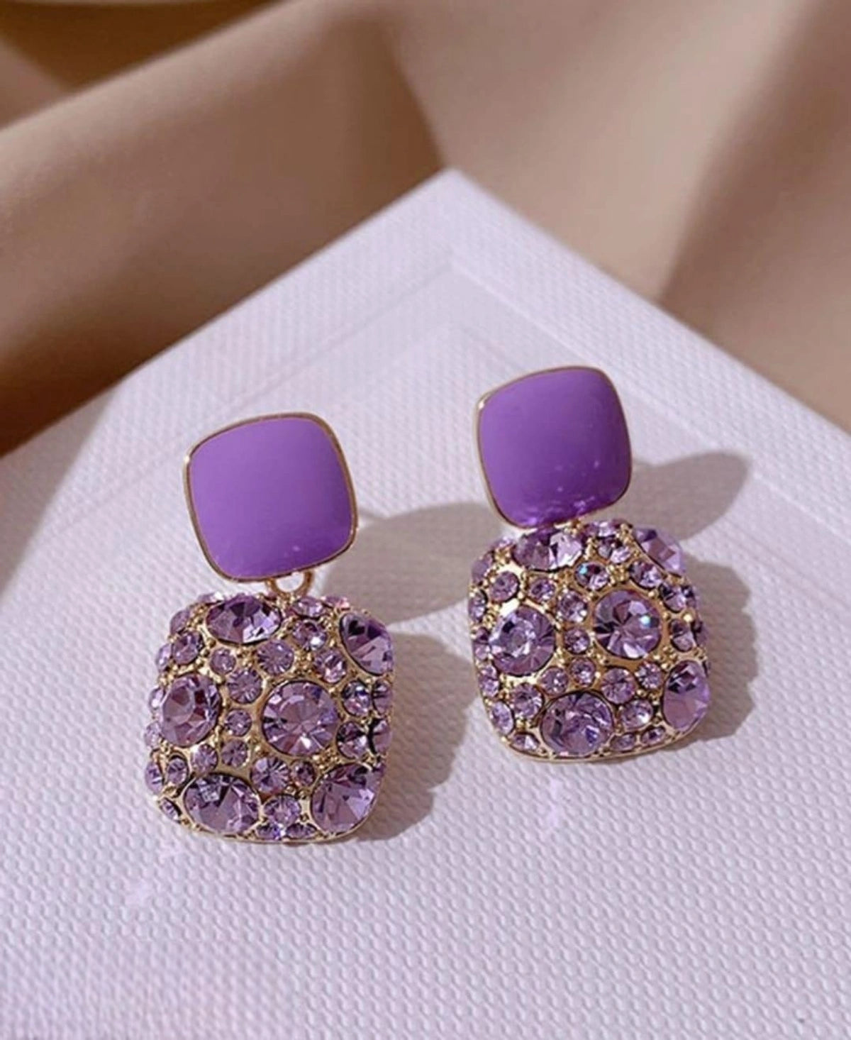 Elegant Lavender Crystal Statement Earrings