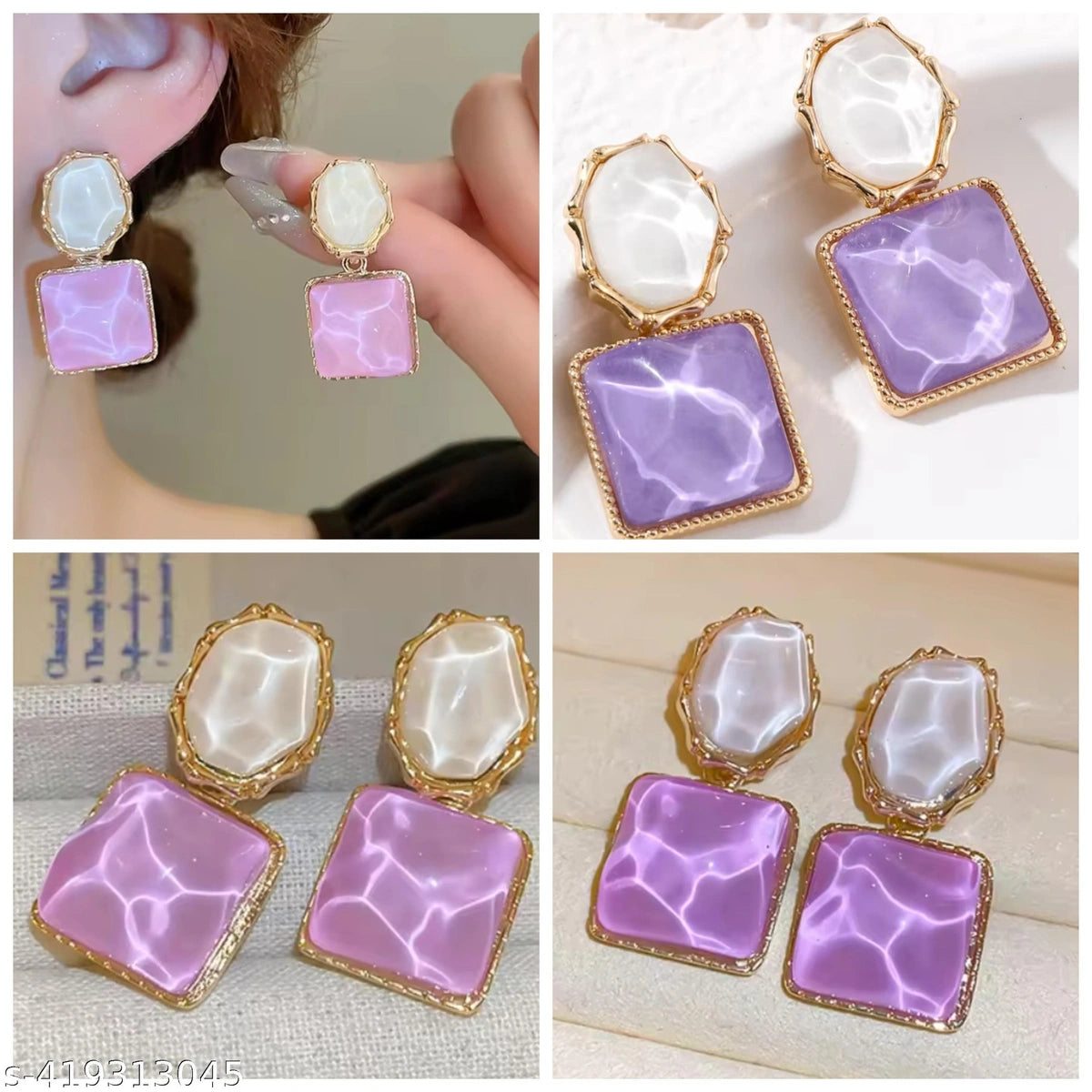 Elegant Lavender Resin Statement Earrings 💜✨🤍