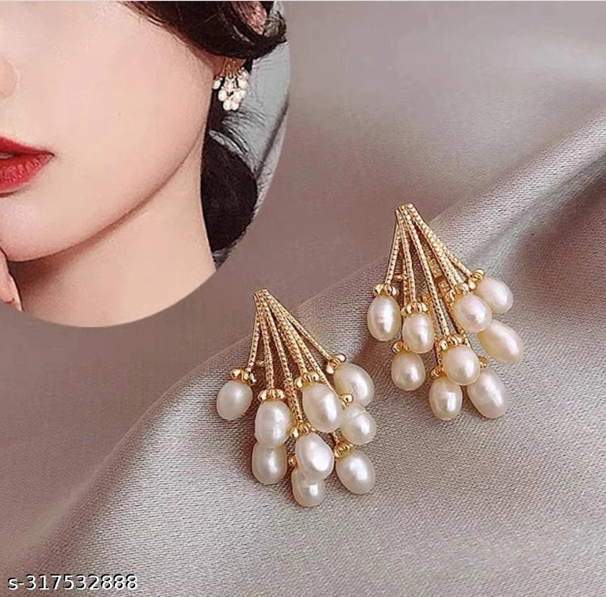 Elegant Freshwater Pearl Cluster Earrings