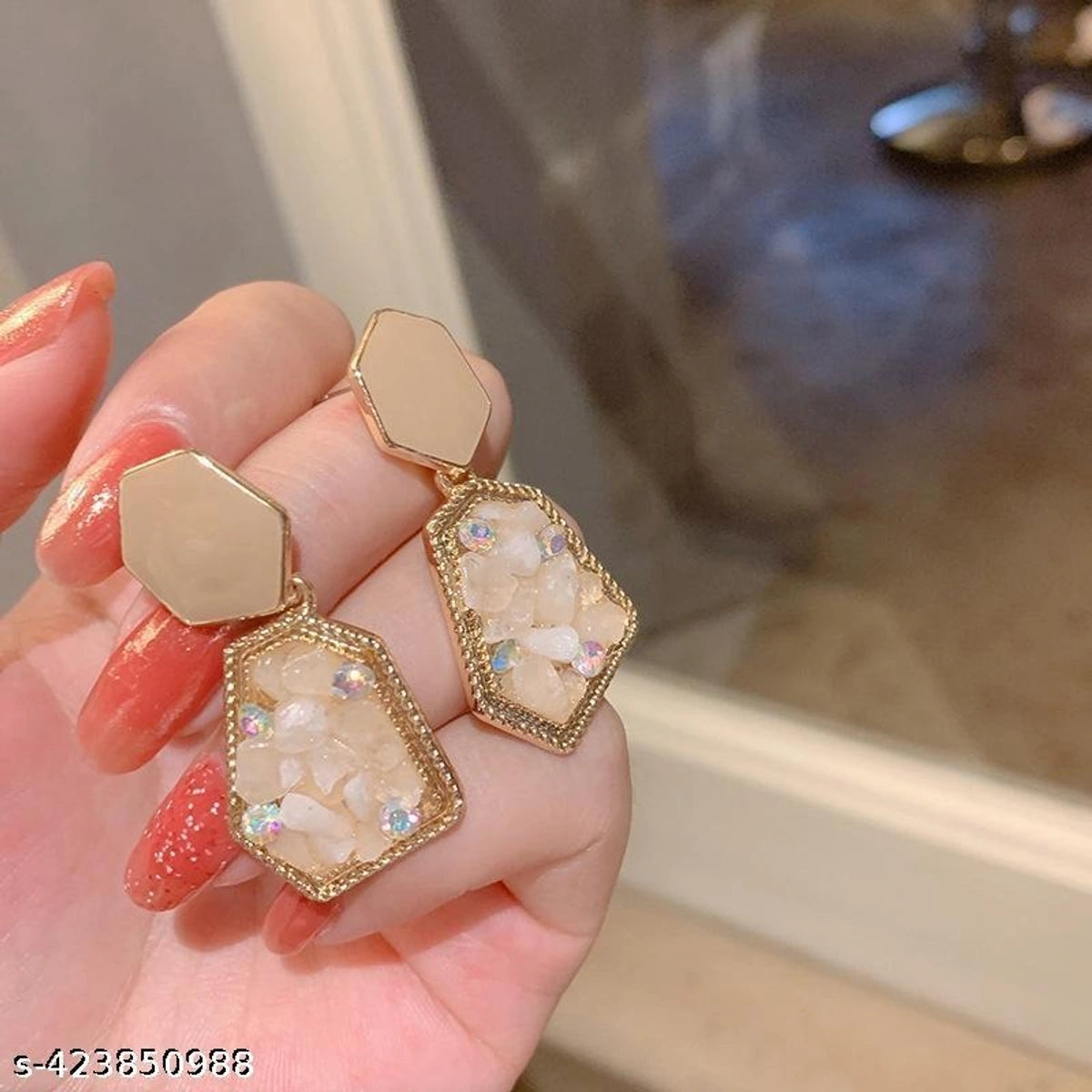 Elegant Pearl Mosaic Drop Earrings